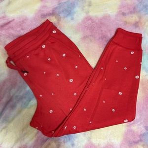 Old Navy Red Daisy Joggers NWOT